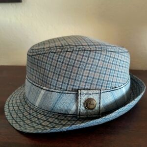 Goorin Bros Plaid Fedora Blue Grey Tan Size Small